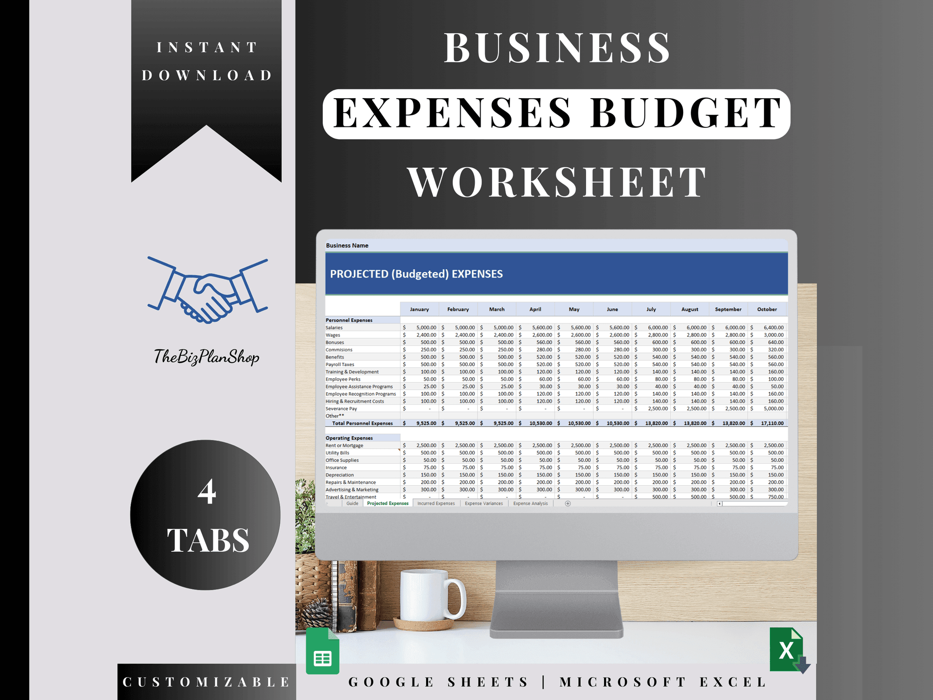 Business Expenses Budget Worksheet