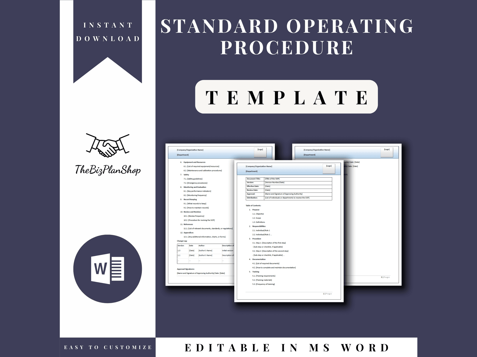 SOP Template, Standard Operating Procedure Guide