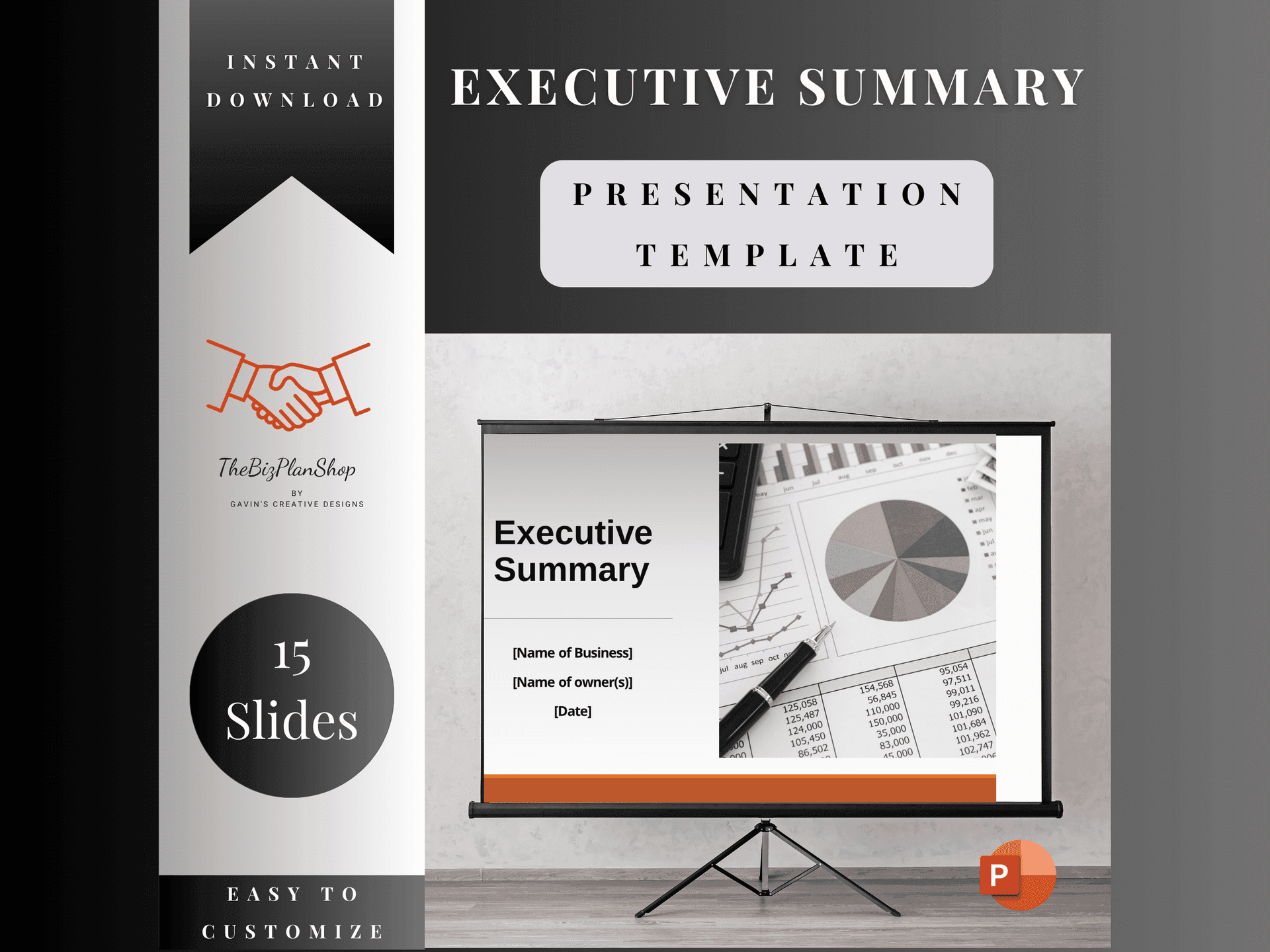 Executive Summary Presentation Template, PowerPoint Slide Deck, Pitch Slides